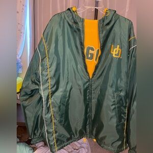 Vintage Oregon Ducks Xtreme Fans Green and Yellow Hooded Reversible Jacket
